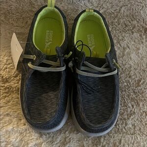 Eddie Bauer Black Kids Slip-On Sneakers with Lime Green Interior